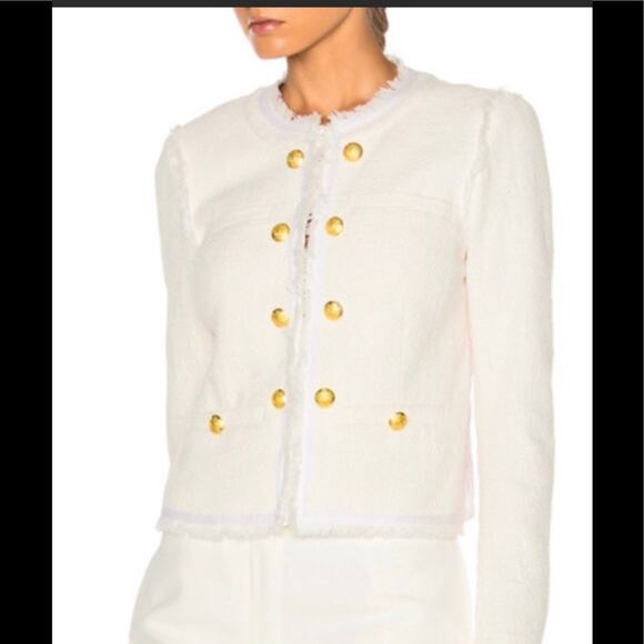 Veronica Beard Betsy Cream Lace Back Tweed Knit Blazer Size 2 - Picture 10 of 13